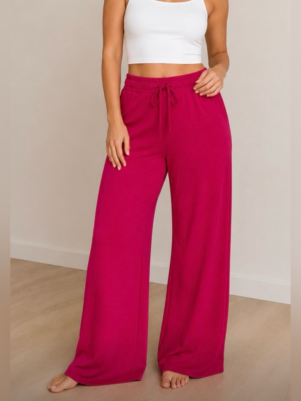 Good American Wide Leg Lounge Pants XL Flare Elastic Drawstring Waist